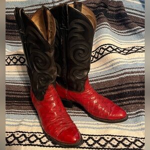 Men’s Tony Lama red full quill ostrich boots 8 1/2 D